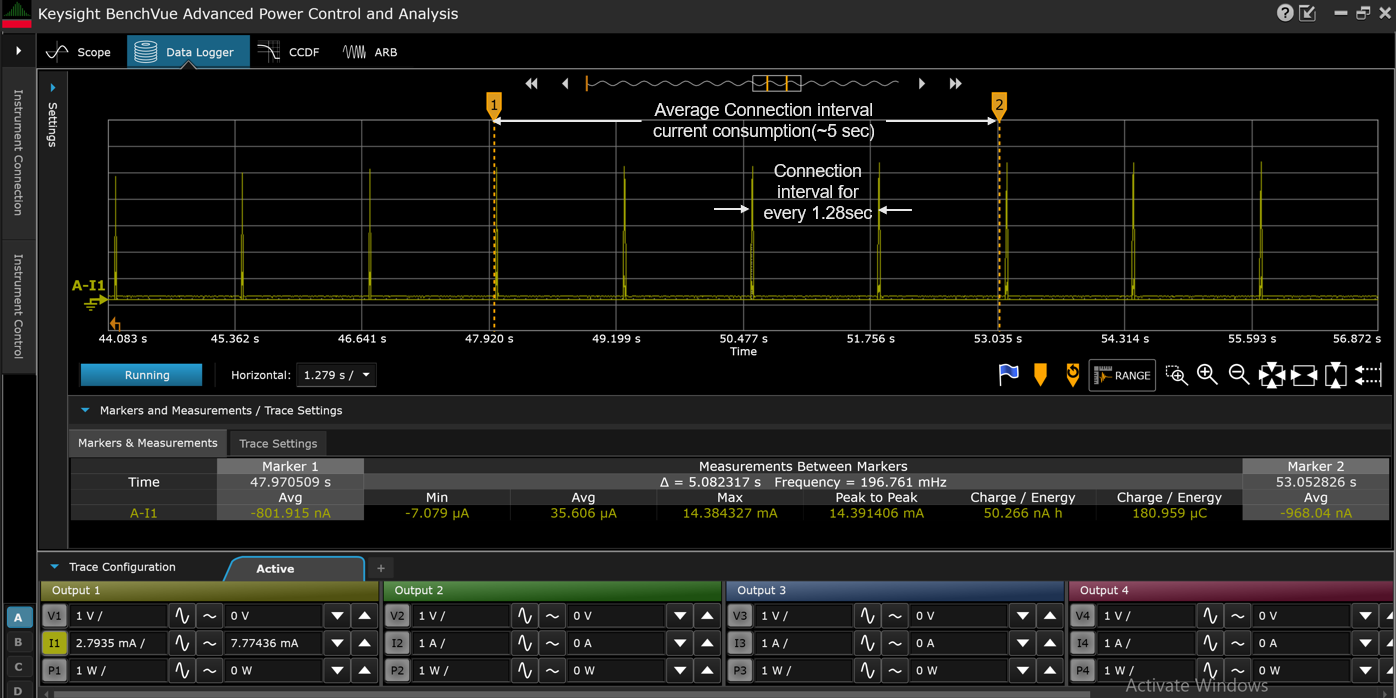 SiWx917 Device 1.28‑Second Connection Interval Current Measurement