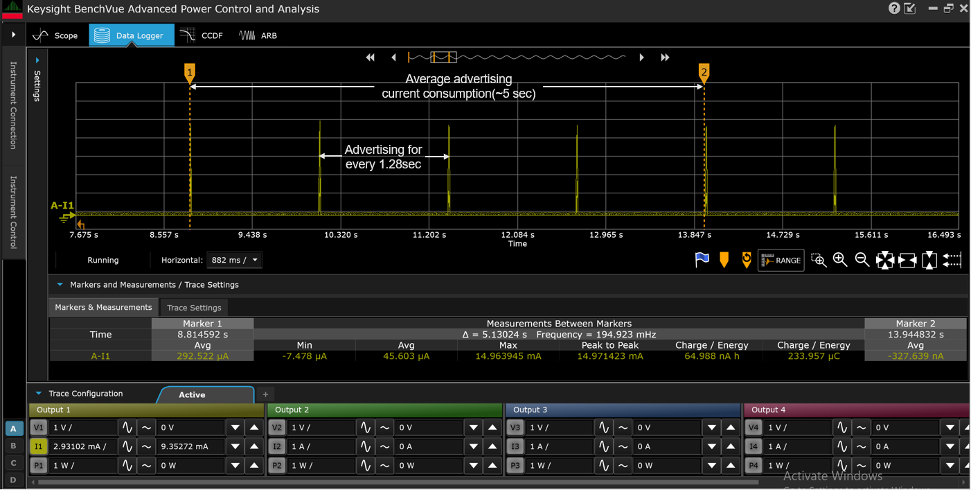 SiWx917 Device Advertising and Connectable Current Measurement