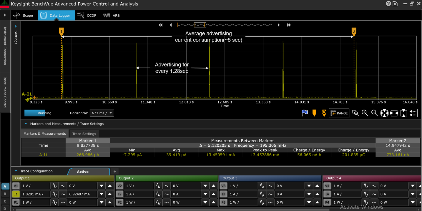 SiWx917 Device Advertising and Unconnectable Current Measurement