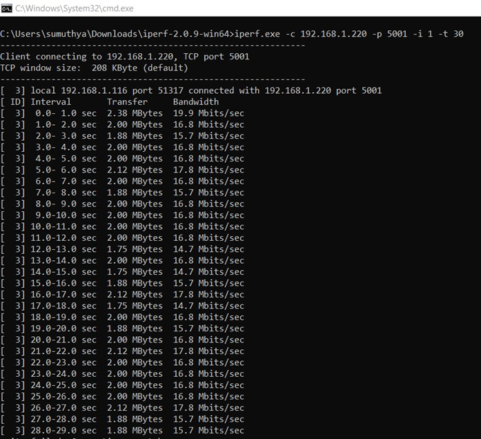 iPerf as TCP Client