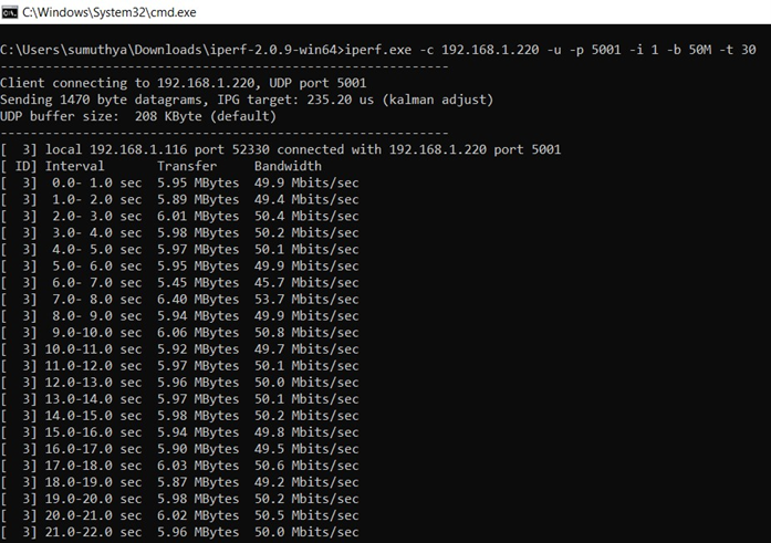 iPerf as UDP Server