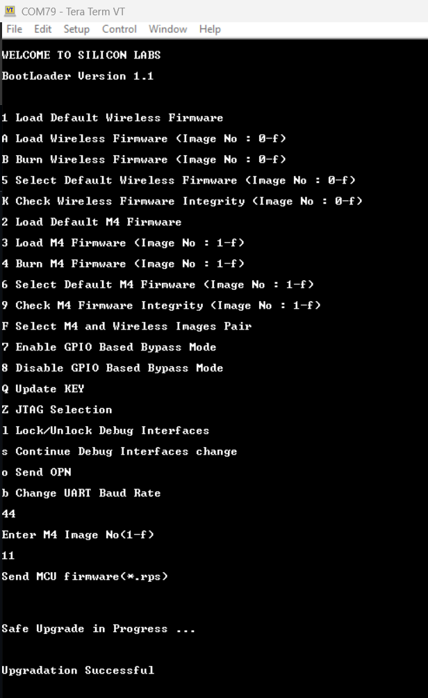 M4 firmware upgrade logs