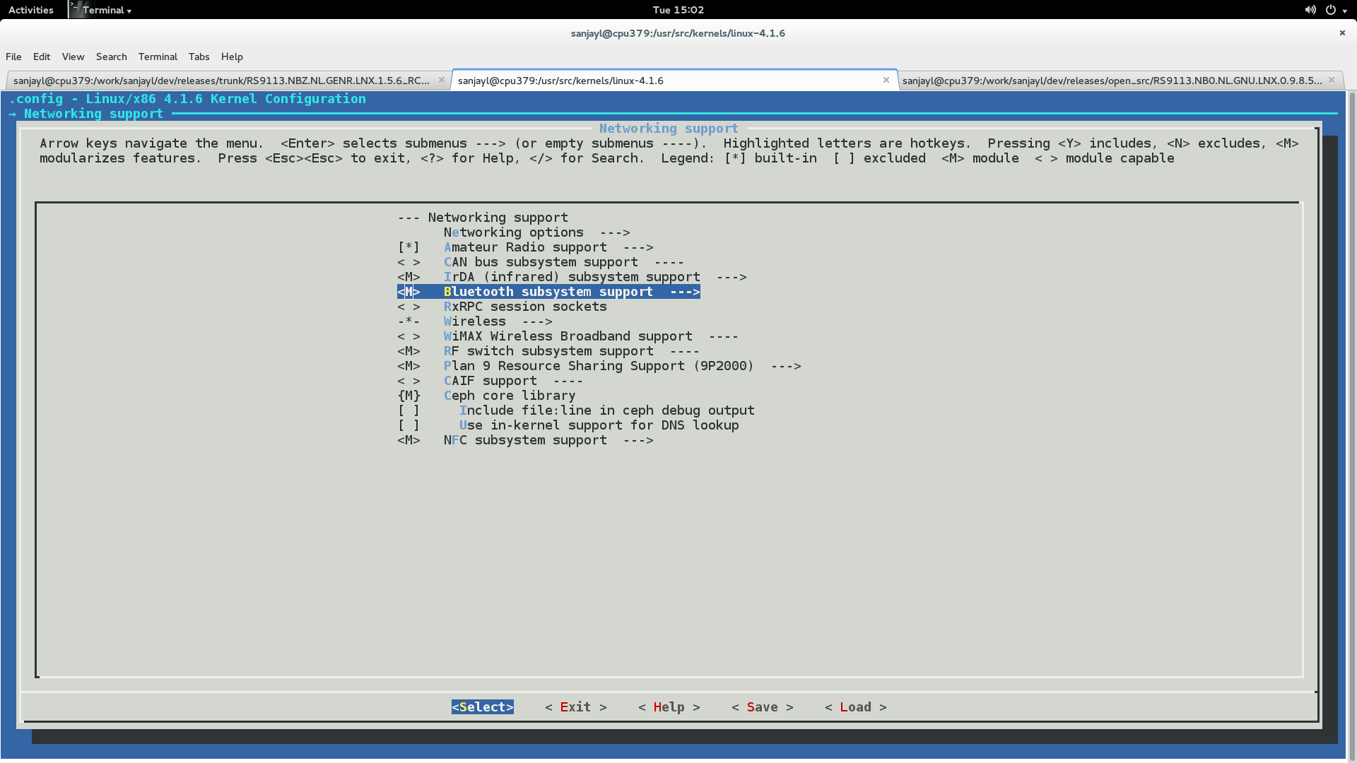 Bluetooth subsystem support menu