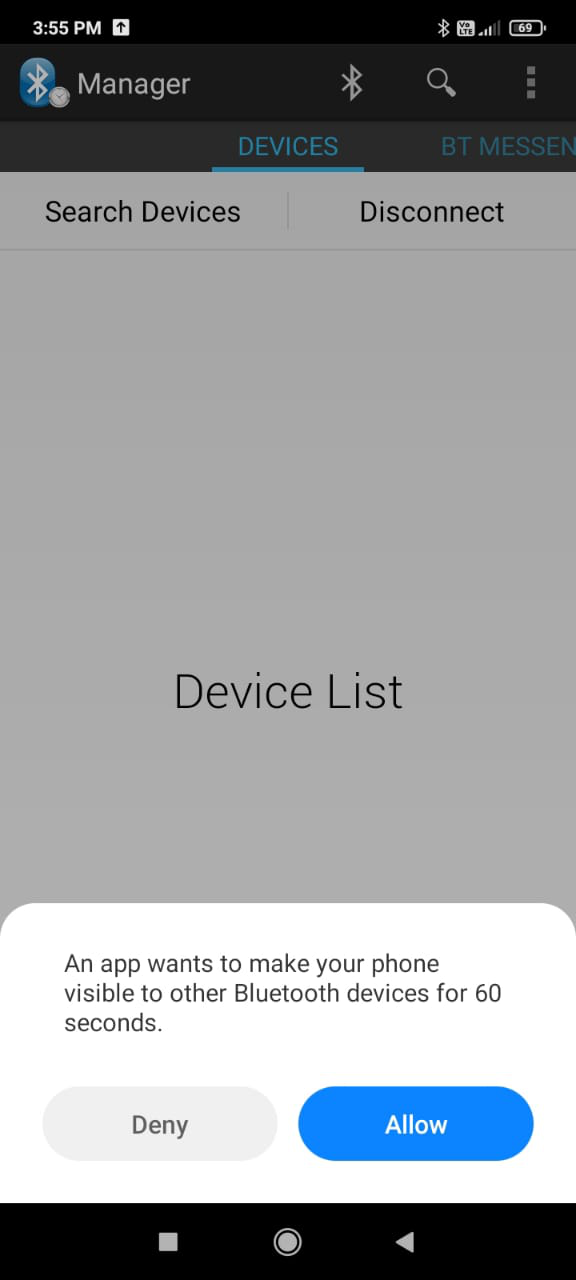 send BT term app scan settings