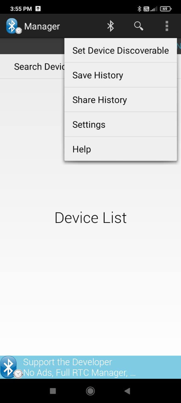 send BT term app scan settings