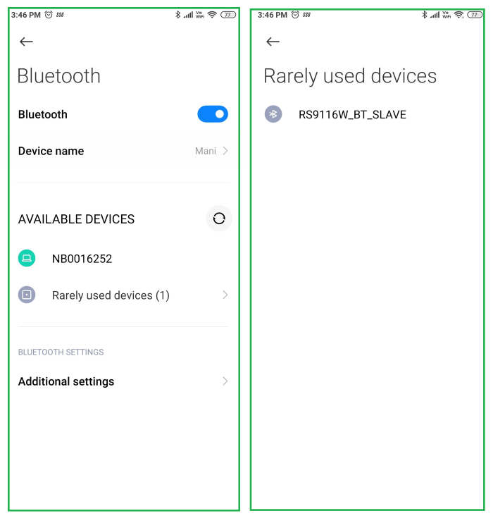 Mobile device bluetooth scan results