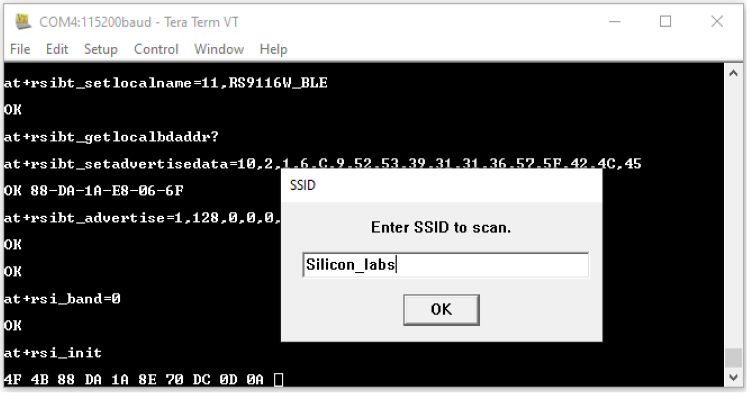 SSID input prompt