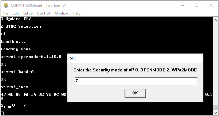 Security mode input prompt