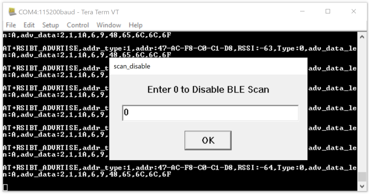 BLE Central scan disable prompt