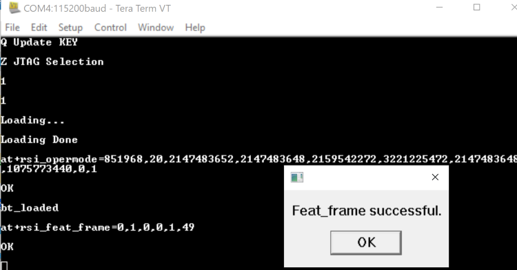 Feature frame command success