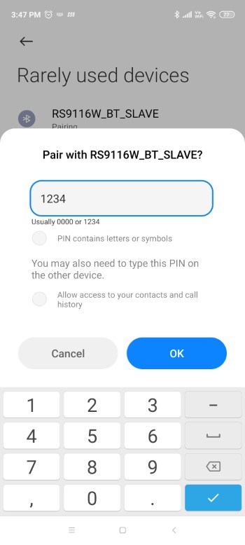 Mobile phone pin code response