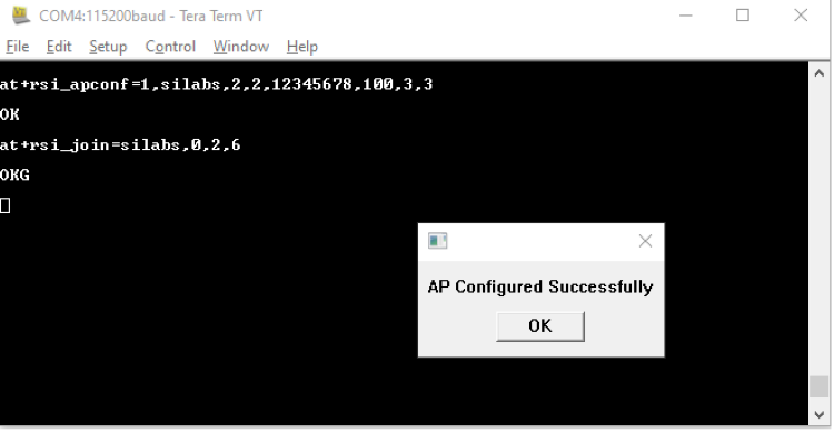 AP configuration success