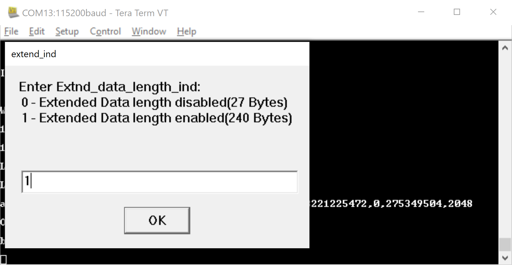 Extended data length ind