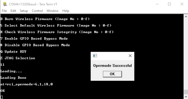 Opermode command success