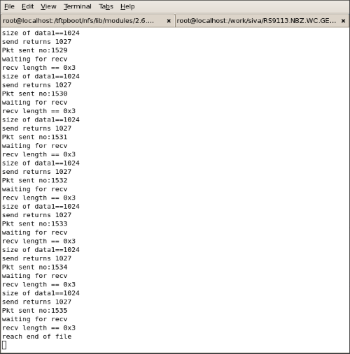 Figure: Log of firmware transfer