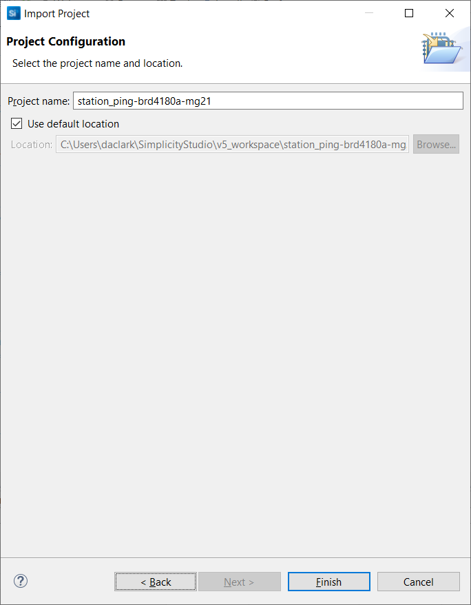 Simplicity Studio Import Project Wizard