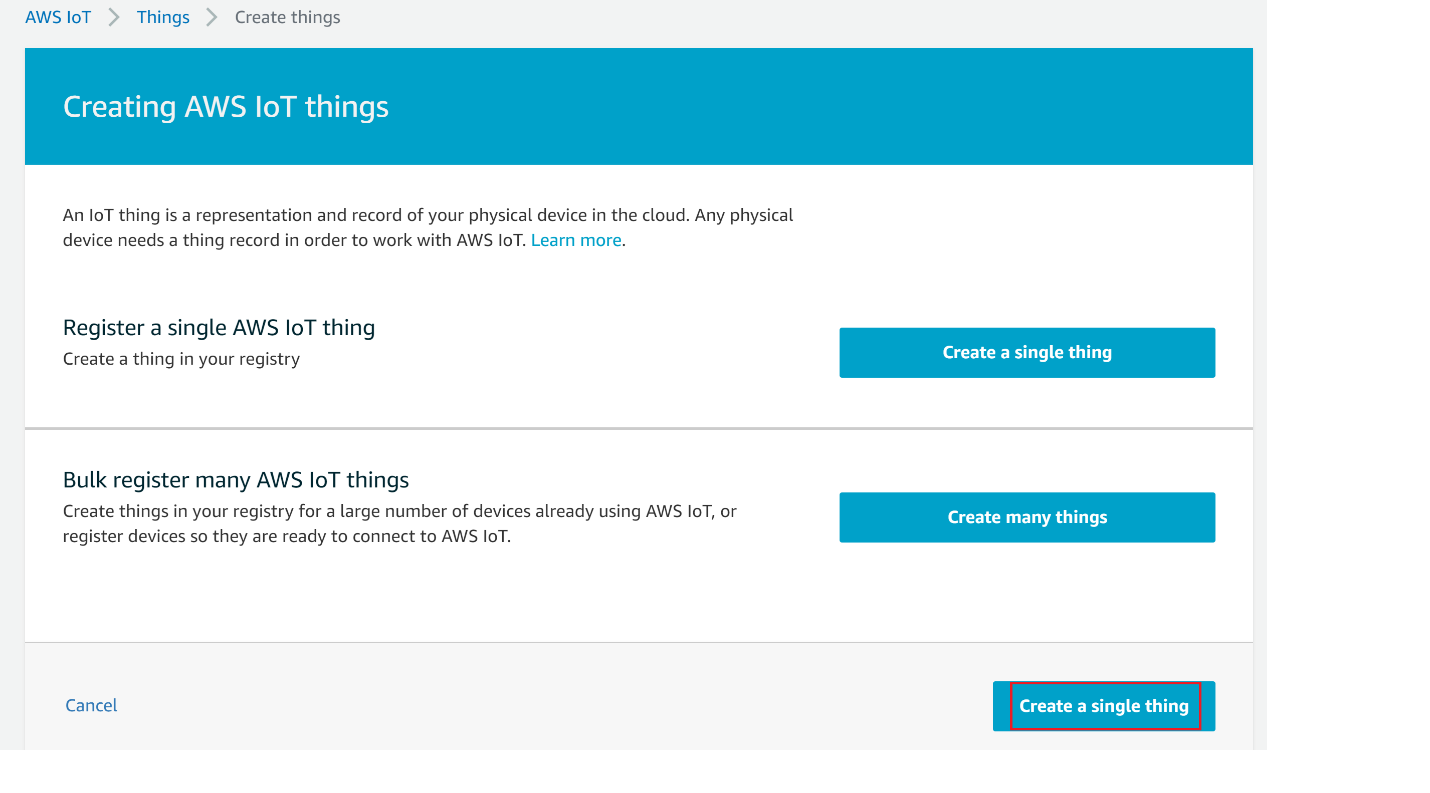 Figure: AWS thing creation