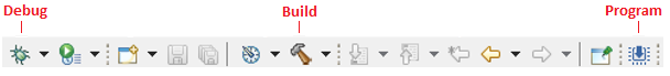 Simplicity Studio Build Debug Program Toolbar