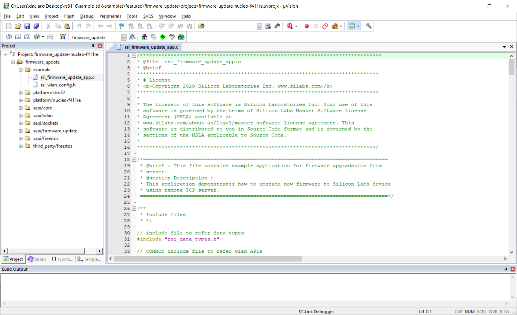 Firmware Update Project in IDE