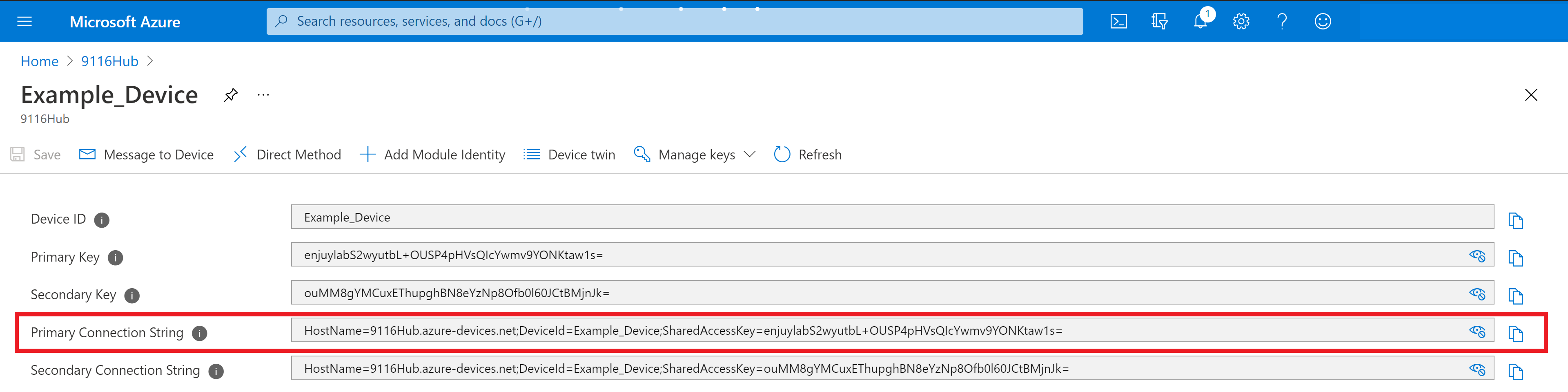 Primary connection string