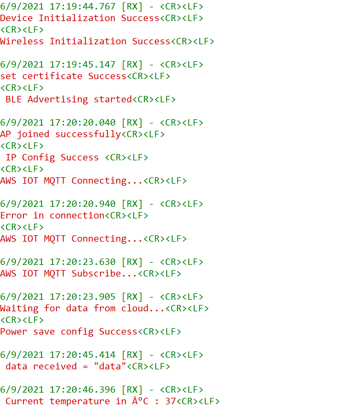 Module connected log 