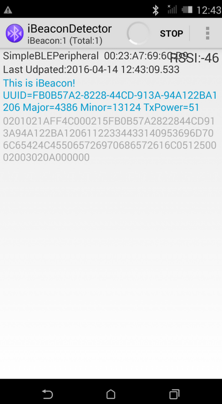 Advertised data in iBeaconDetector application