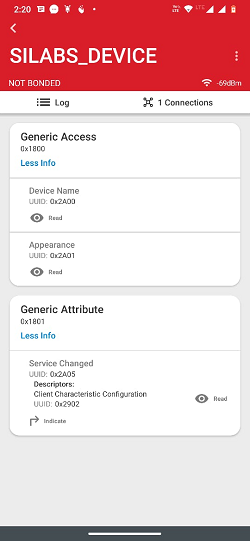 Connected State in BLE Scanner app