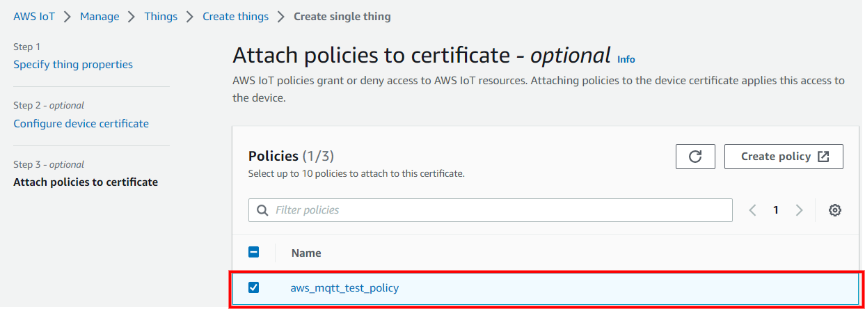 "Attach policy"