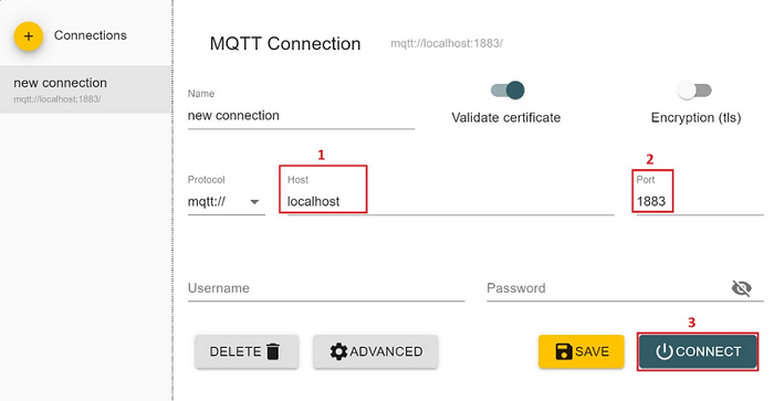 MQTT broker Configuration