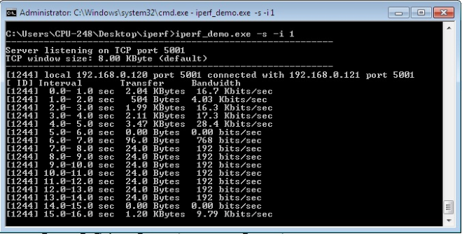 Reception of TCP data on TCP server.