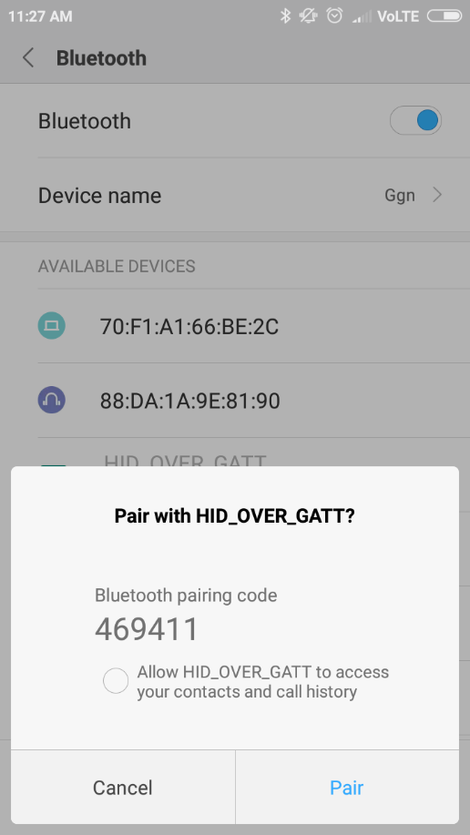 Pair with HID_OVER_GATT Device