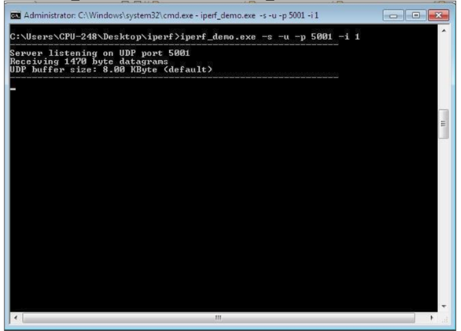 Open UDP server application using iperf application
