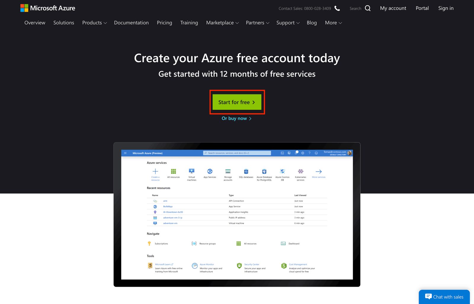 Azure free trial