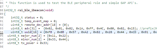 rsi_ble_ibeacon function