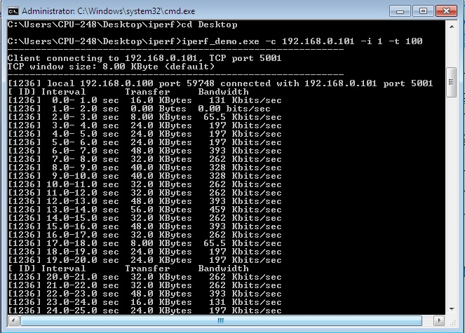 Reception of TCP data on TCP server.