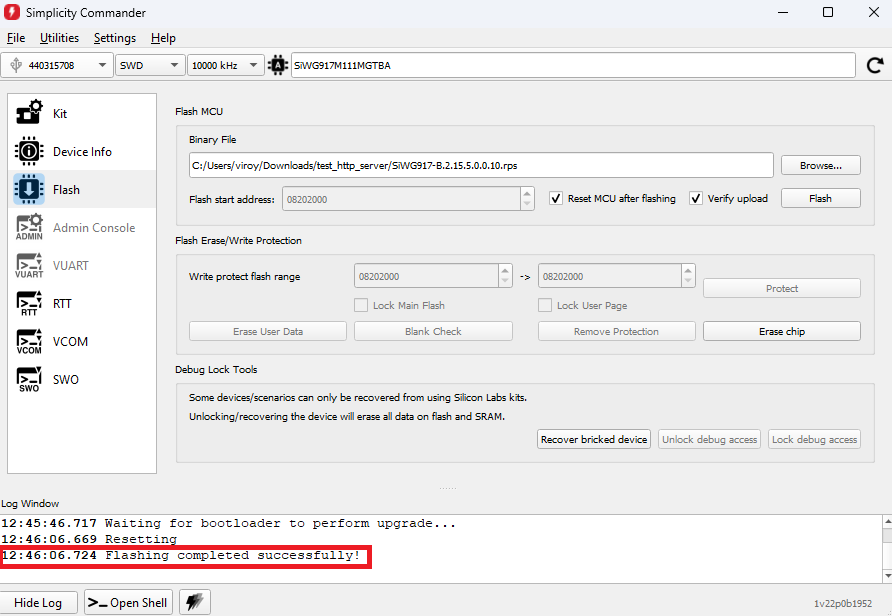 Flashing completed successfully!