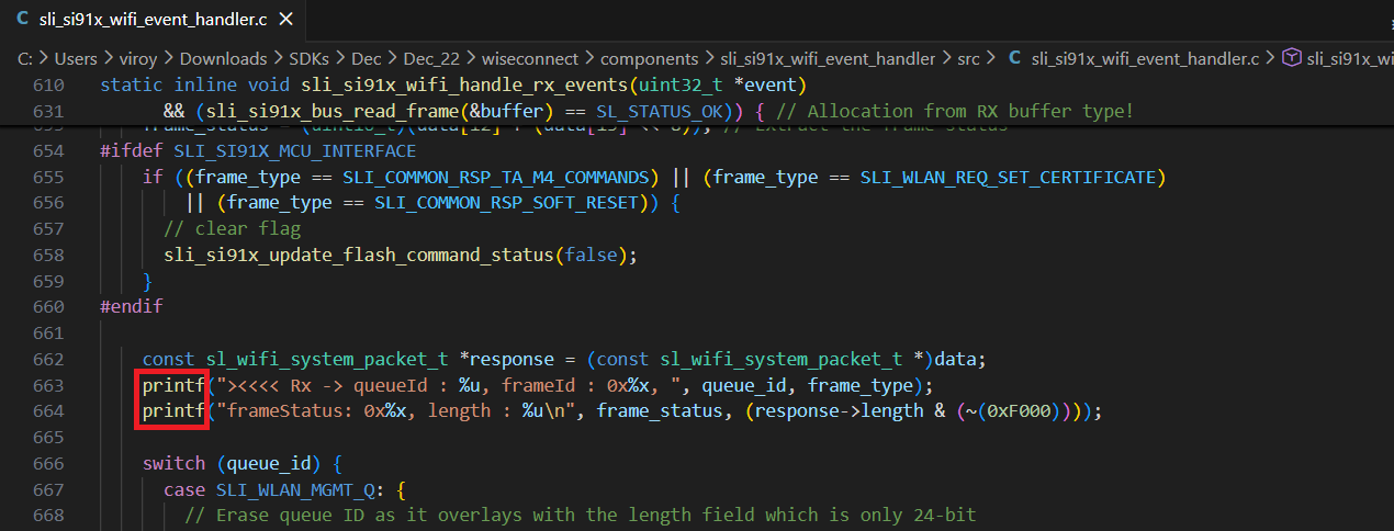 Enable inter-processor rx logs printf