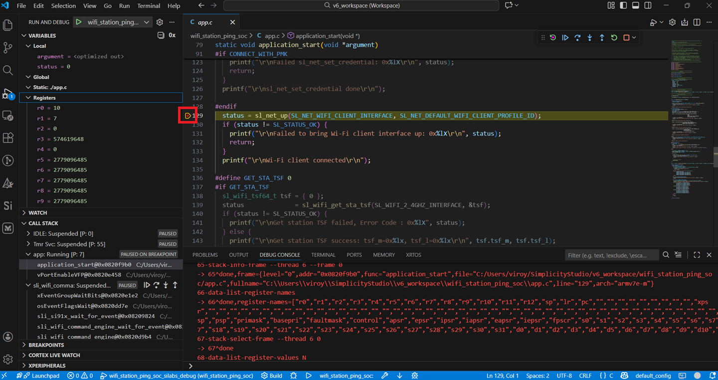 Debug Mode breakpoint