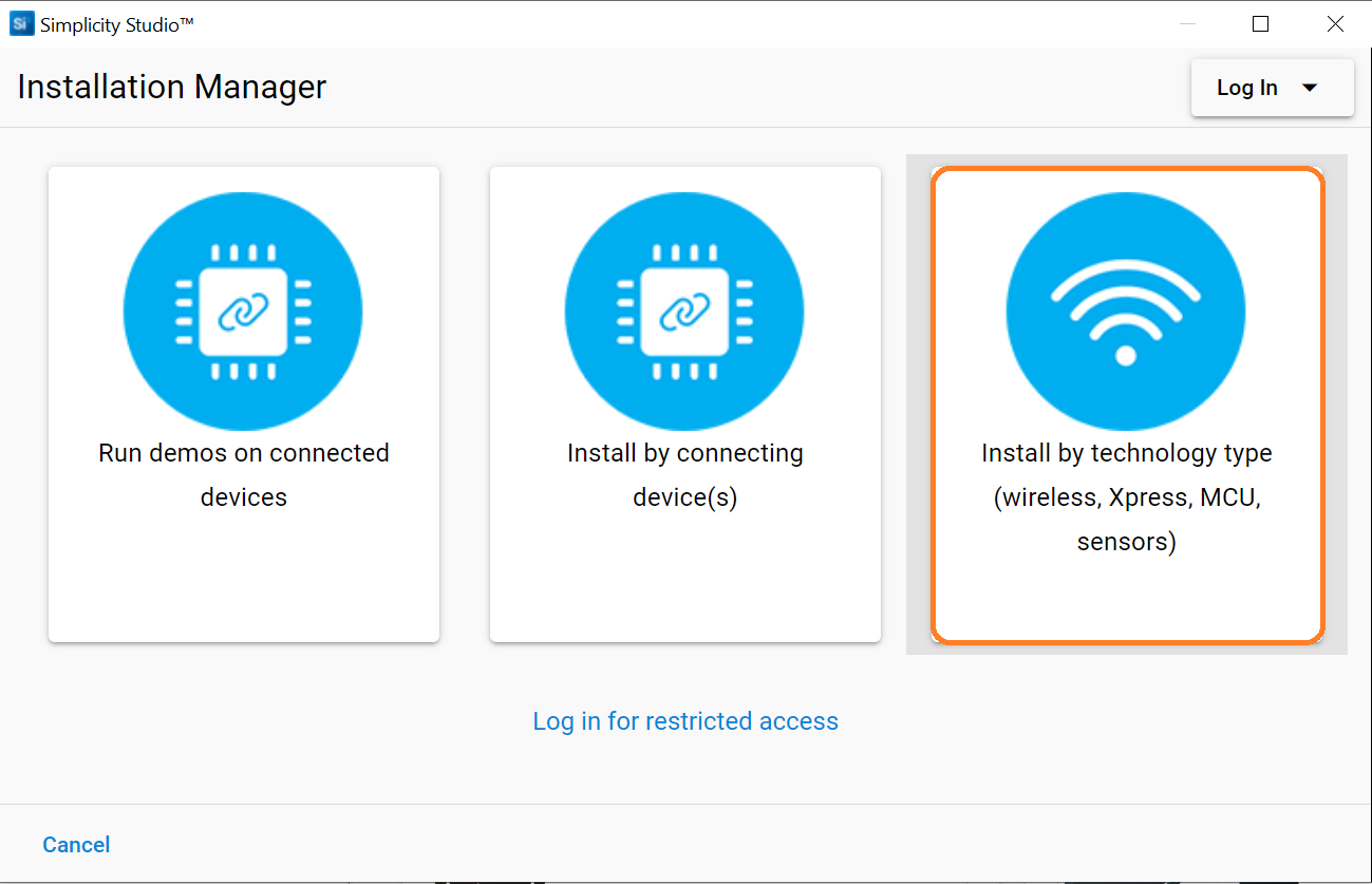 Select Install by technology type