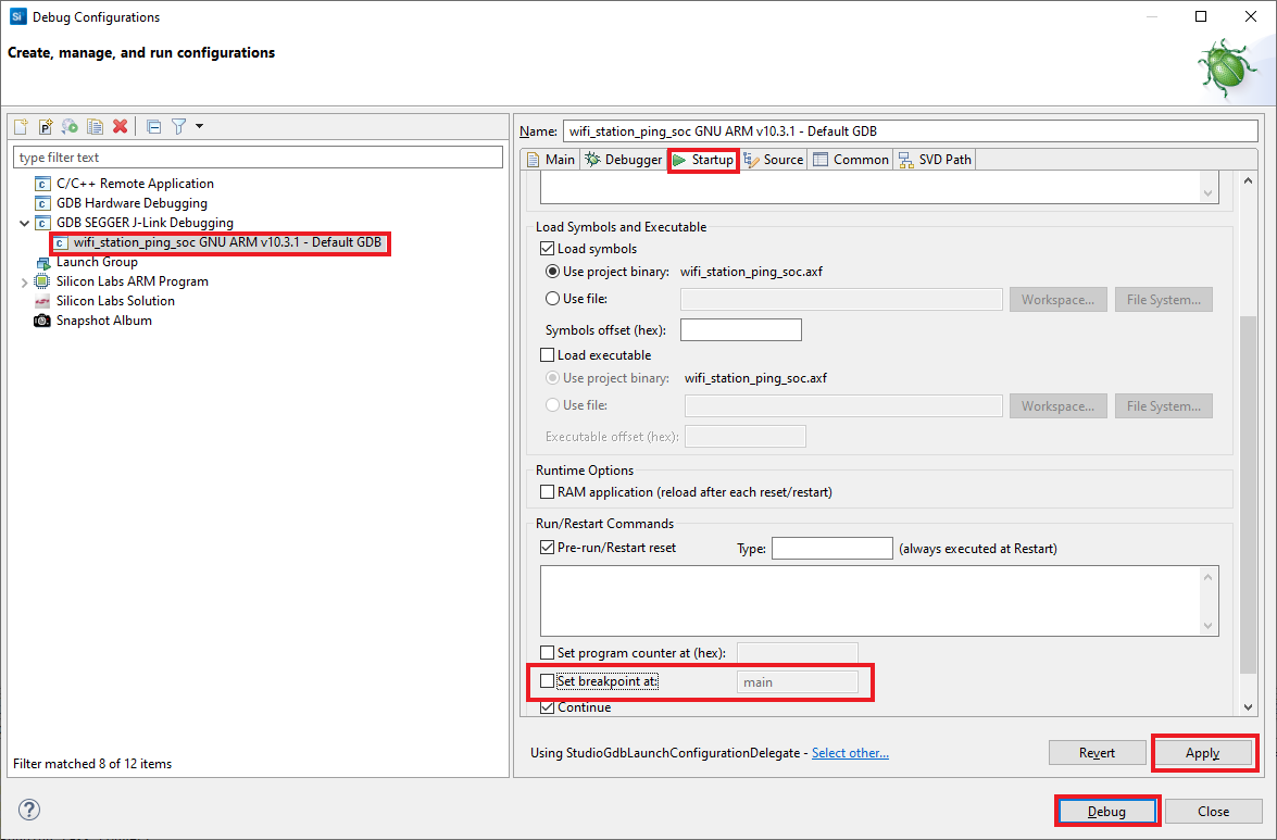 Debug Configurations