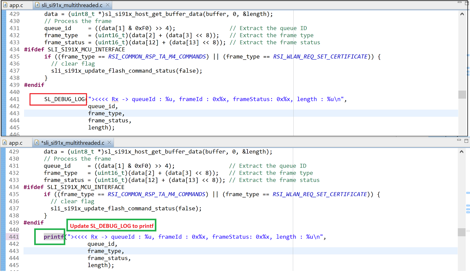 Enable inter-processor rx logs