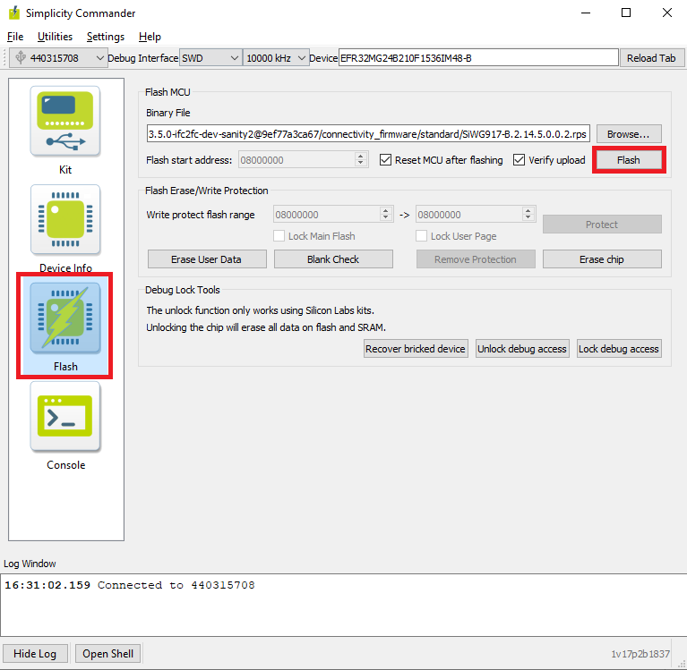 Click the Flash button