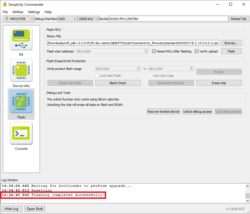 Flashing completed successfully!