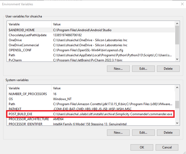 Post Build Exe System Variable