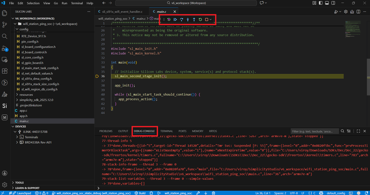 Debug Mode start