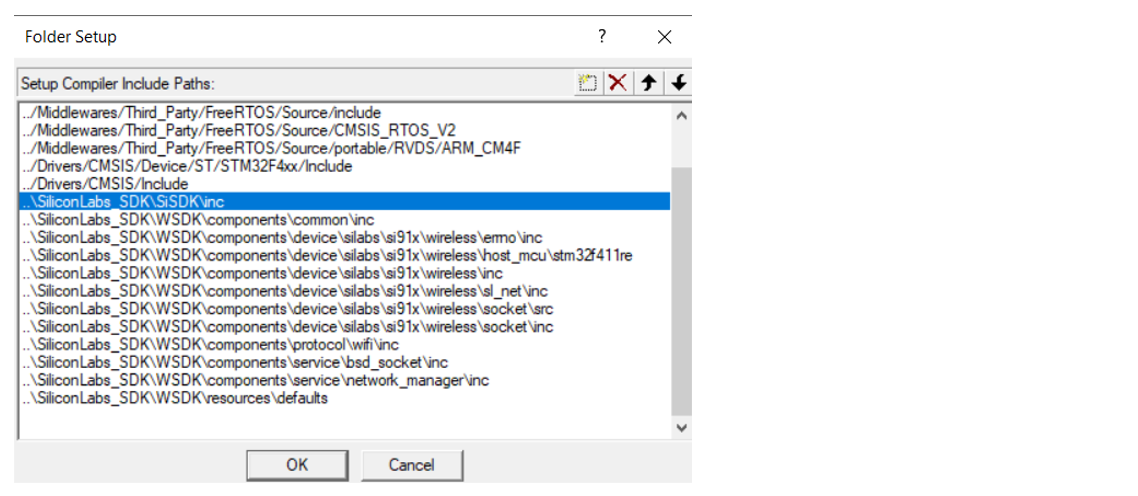 Required header files from SDK