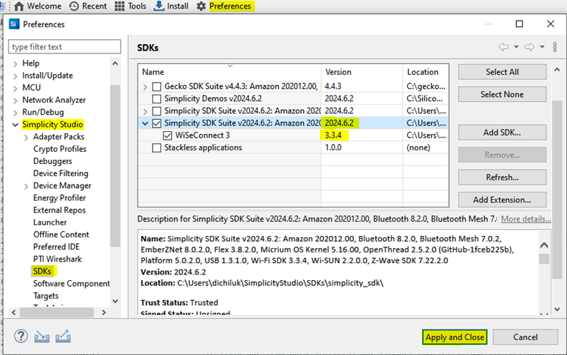 GSDK and WiSeConnect SDK combination