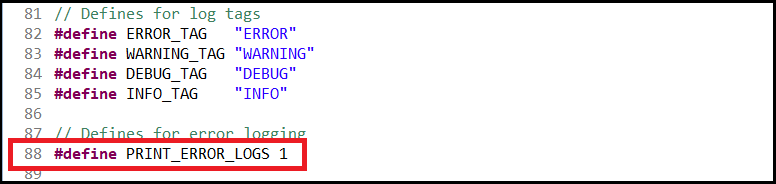 Enable error logs macro