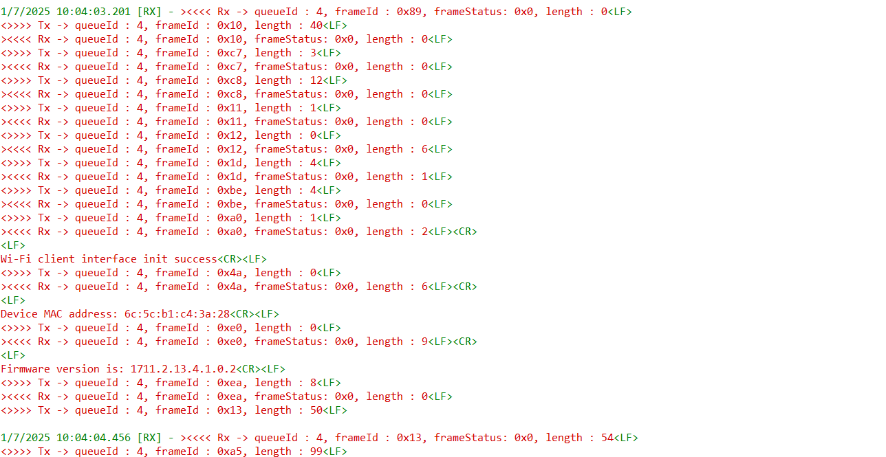 Monitor Rx frames expected output