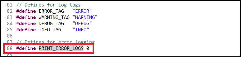 Default error logs macro